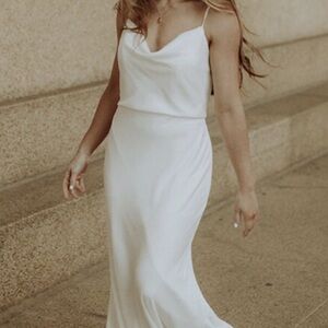 Elegant White Spaghetti Strap Wedding Dress Amorous Vow’d Size 4